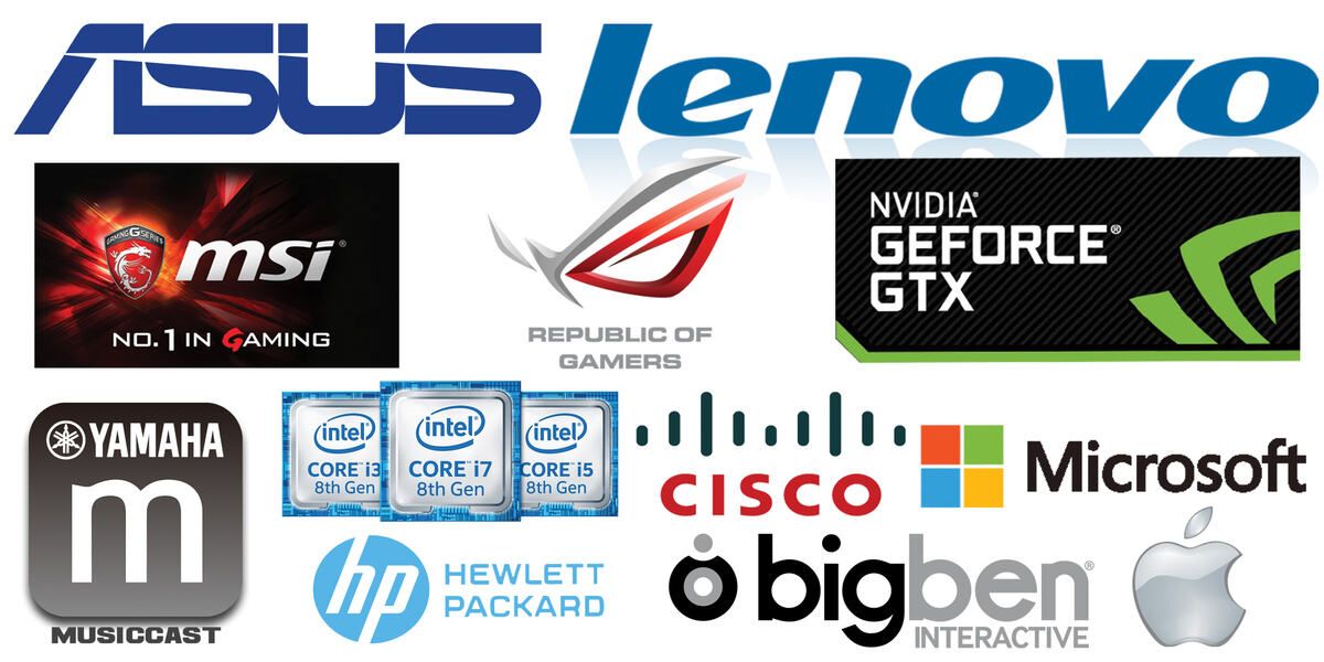 Logos des marques informatiques proposées ou utilisées en boutique